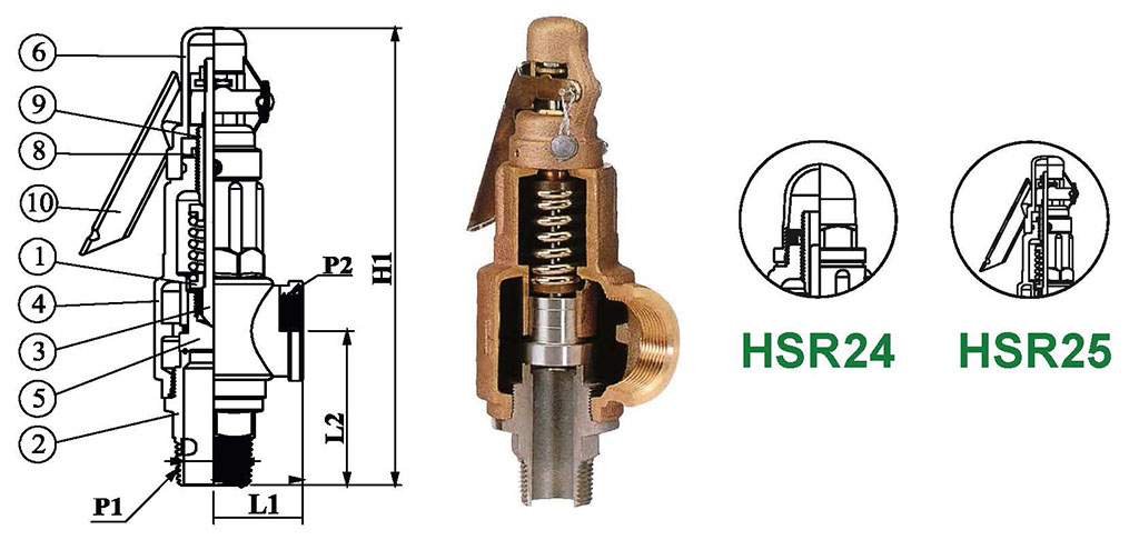 Hants bronze type high lift safety valve design and disc options