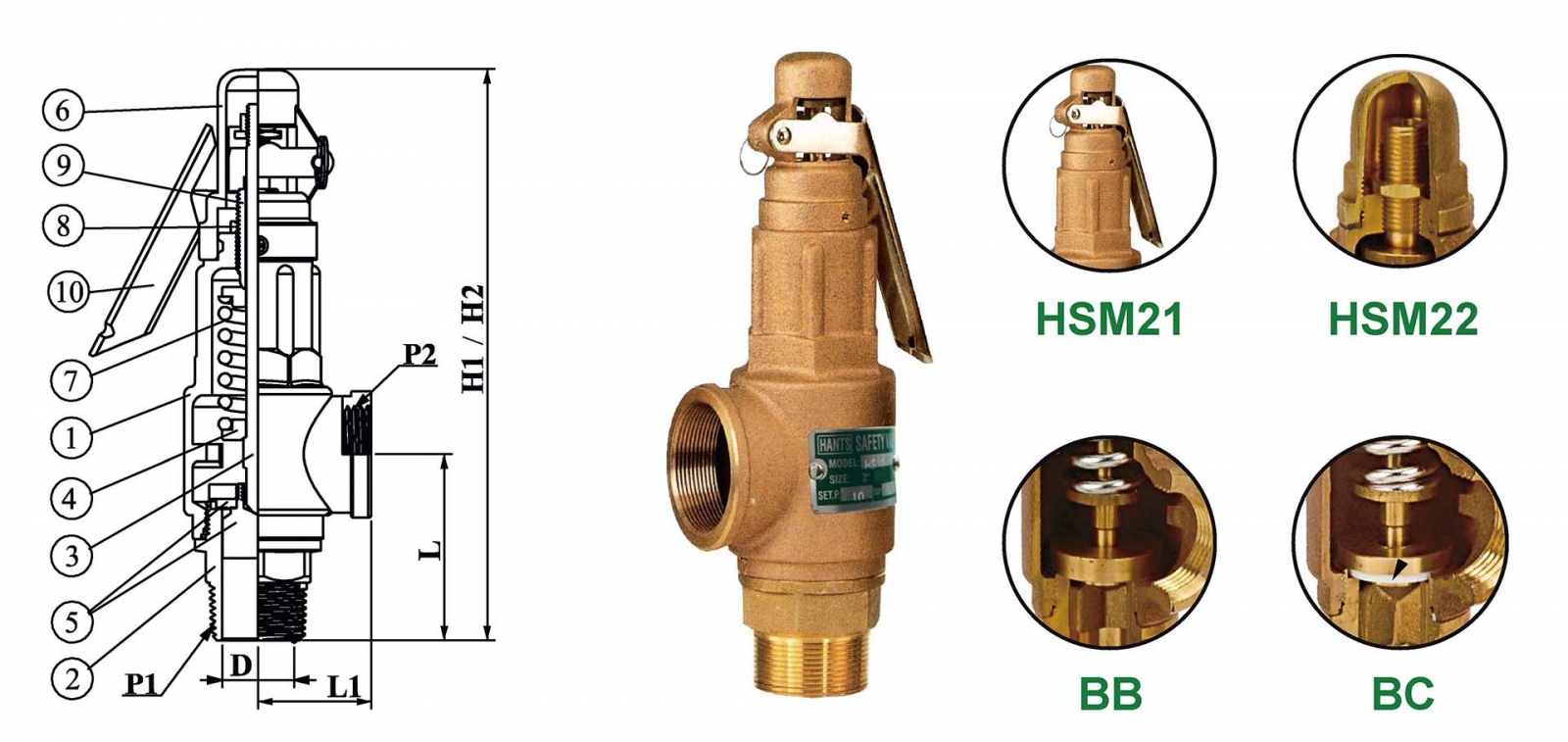 Hants bronze type low lift safety valve design and disc options